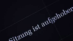 weiß auf schwarzen Hintergrund quer durchs Bild  geschrieben: Sitzung ist aufgehoben
